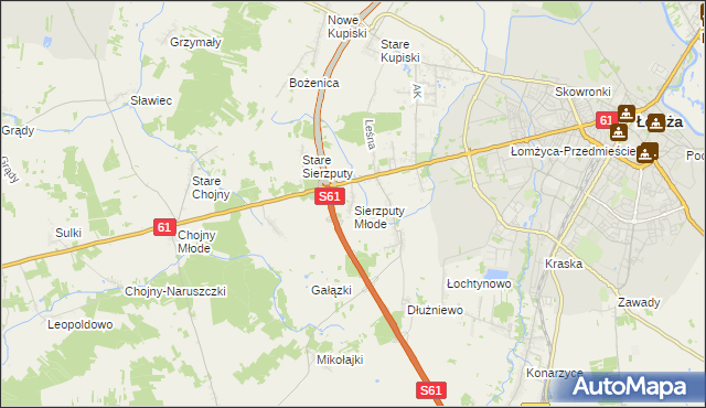 mapa Sierzputy Młode, Sierzputy Młode na mapie Targeo