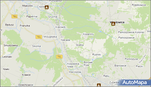 mapa Skałka gmina Włodowice, Skałka gmina Włodowice na mapie Targeo