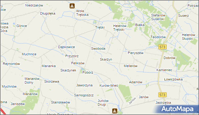 mapa Skarżyn gmina Oporów, Skarżyn gmina Oporów na mapie Targeo