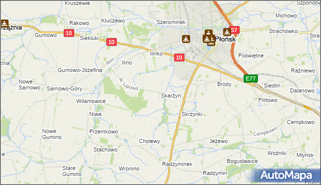 mapa Skarżyn gmina Płońsk, Skarżyn gmina Płońsk na mapie Targeo