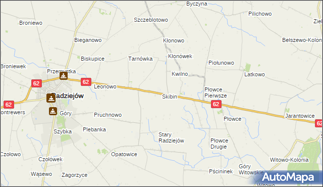 mapa Skibin gmina Radziejów, Skibin gmina Radziejów na mapie Targeo