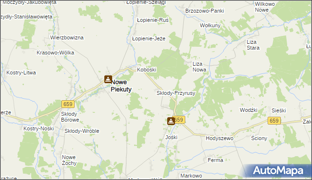 mapa Skłody-Przyrusy, Skłody-Przyrusy na mapie Targeo