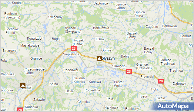 mapa Skołyszyn, Skołyszyn na mapie Targeo