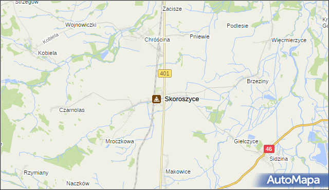 mapa Skoroszyce, Skoroszyce na mapie Targeo