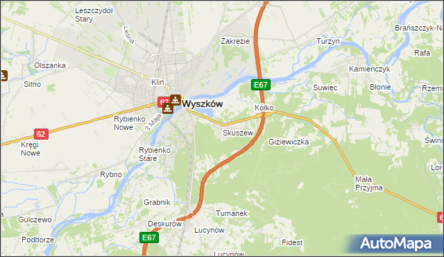 mapa Skuszew, Skuszew na mapie Targeo