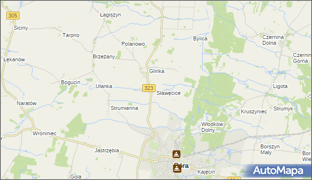 mapa Sławęcice gmina Góra, Sławęcice gmina Góra na mapie Targeo