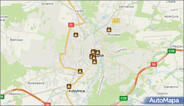 mapa Słupska, Słupsk na mapie Targeo