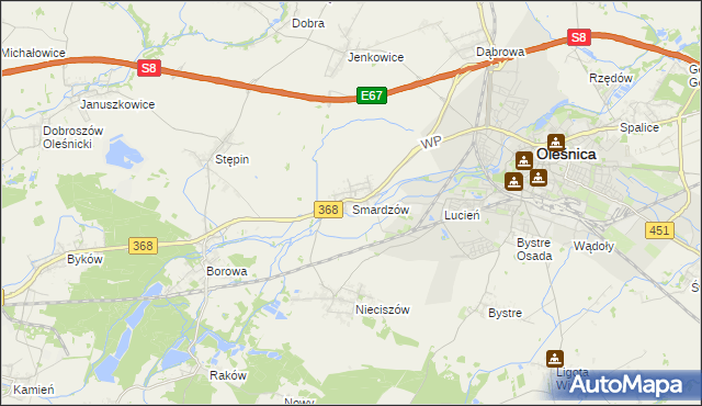 mapa Smardzów gmina Oleśnica, Smardzów gmina Oleśnica na mapie Targeo