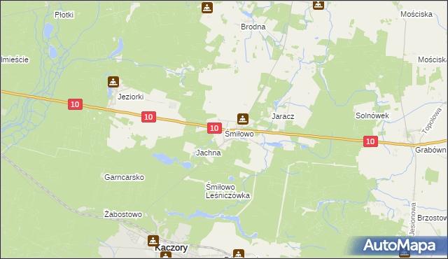 mapa Śmiłowo gmina Kaczory, Śmiłowo gmina Kaczory na mapie Targeo