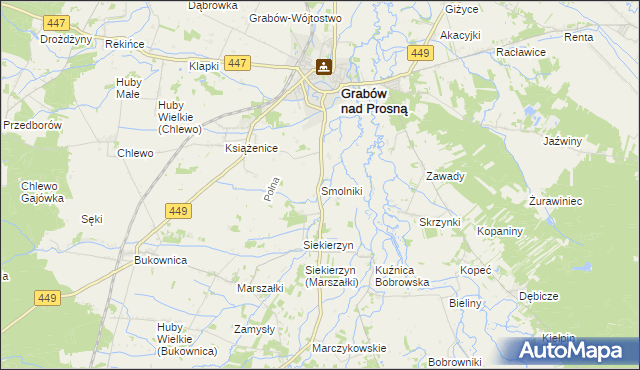 mapa Smolniki gmina Grabów nad Prosną, Smolniki gmina Grabów nad Prosną na mapie Targeo