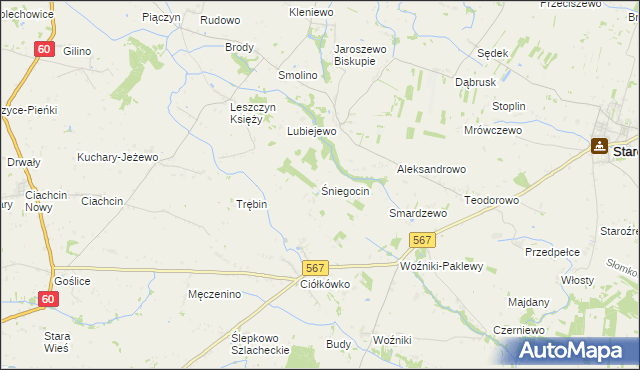 mapa Śniegocin, Śniegocin na mapie Targeo