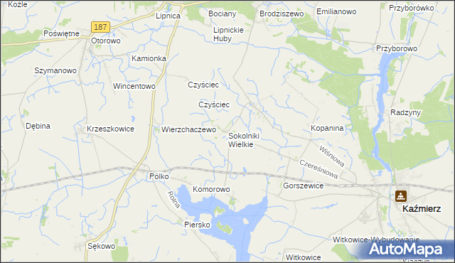 mapa Sokolniki Wielkie, Sokolniki Wielkie na mapie Targeo