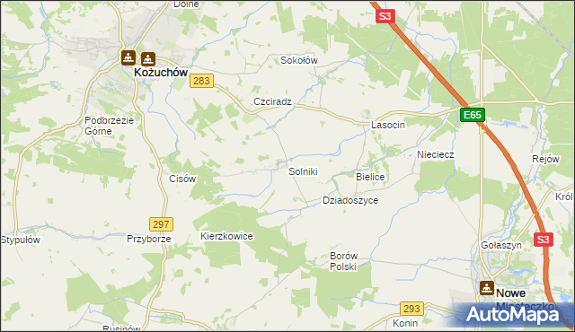 mapa Solniki gmina Kożuchów, Solniki gmina Kożuchów na mapie Targeo