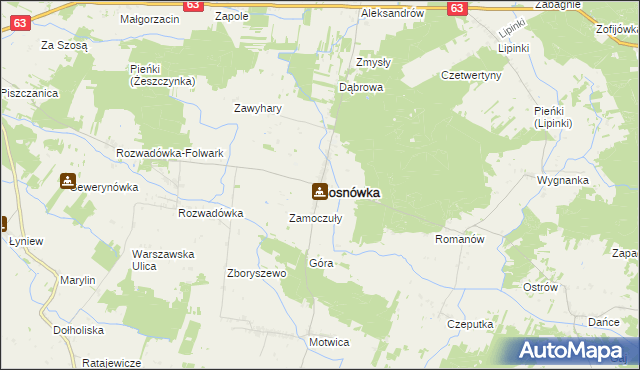 mapa Sosnówka powiat bialski, Sosnówka powiat bialski na mapie Targeo