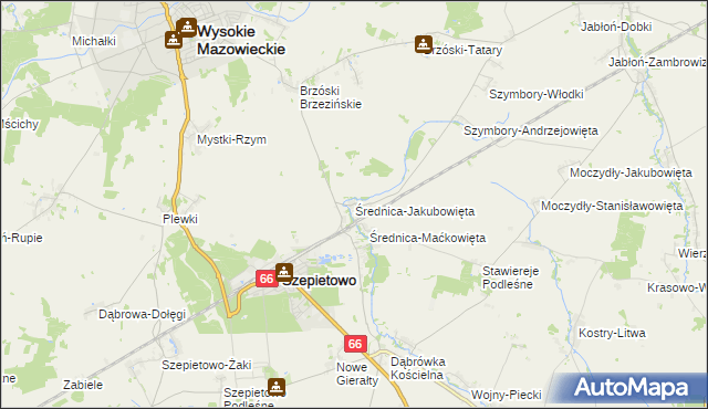 mapa Średnica-Jakubowięta, Średnica-Jakubowięta na mapie Targeo