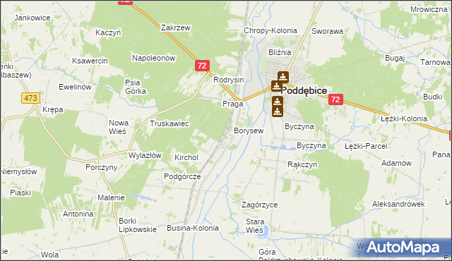 mapa Stacja Poddębice, Stacja Poddębice na mapie Targeo