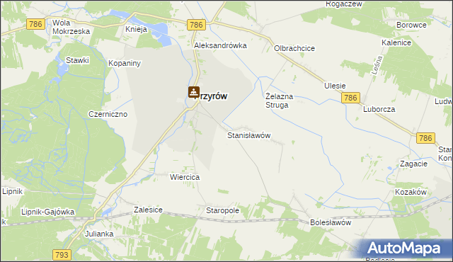 mapa Stanisławów gmina Przyrów, Stanisławów gmina Przyrów na mapie Targeo