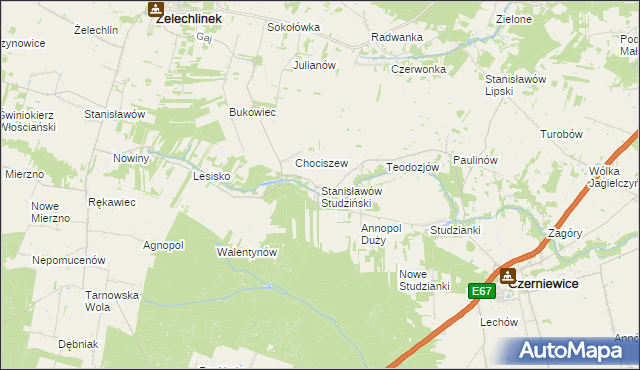 mapa Stanisławów Studziński, Stanisławów Studziński na mapie Targeo