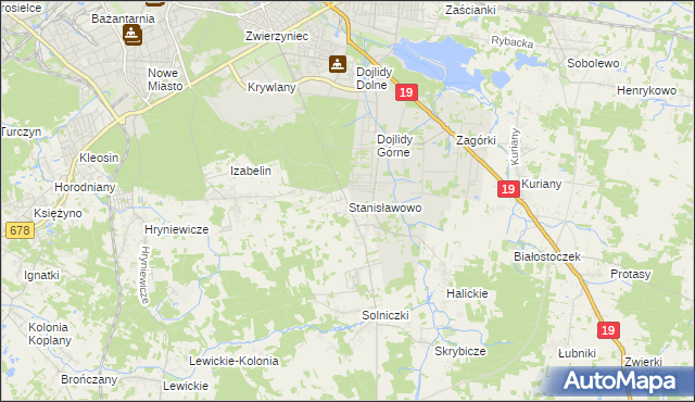 mapa Stanisławowo gmina Juchnowiec Kościelny, Stanisławowo gmina Juchnowiec Kościelny na mapie Targeo