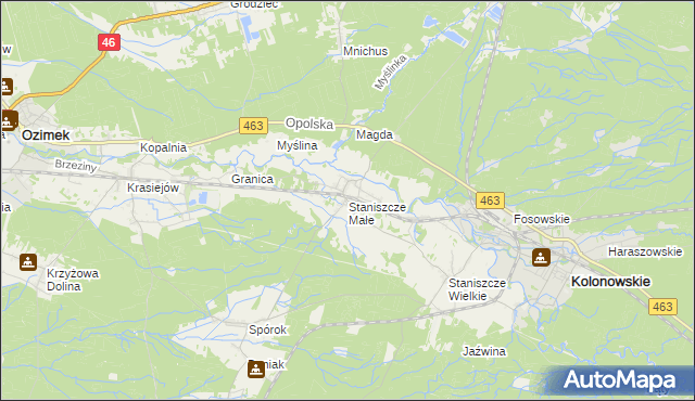 mapa Staniszcze Małe, Staniszcze Małe na mapie Targeo