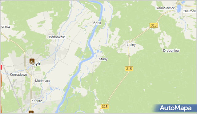 mapa Stany gmina Nowa Sól, Stany gmina Nowa Sól na mapie Targeo