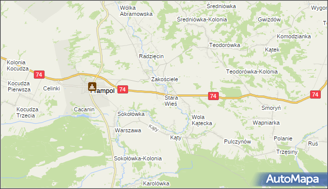 mapa Stara Wieś gmina Frampol, Stara Wieś gmina Frampol na mapie Targeo