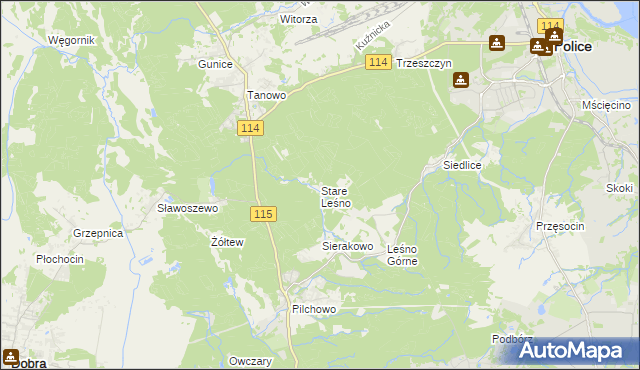 mapa Stare Leśno, Stare Leśno na mapie Targeo