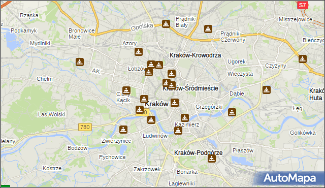 mapa Stare Miasto gmina Kraków, Stare Miasto gmina Kraków na mapie Targeo
