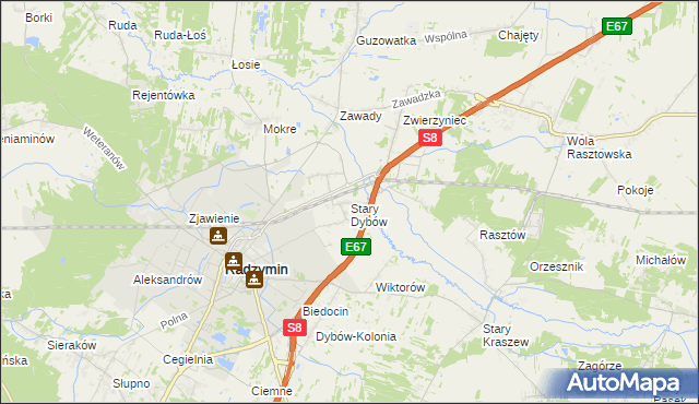 mapa Stary Dybów, Stary Dybów na mapie Targeo