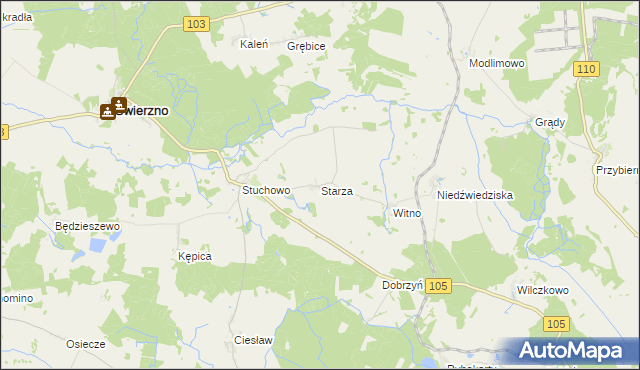 mapa Starza gmina Świerzno, Starza gmina Świerzno na mapie Targeo