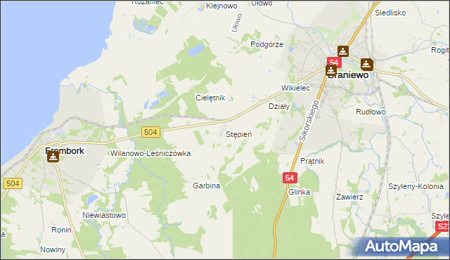 mapa Stępień, Stępień na mapie Targeo