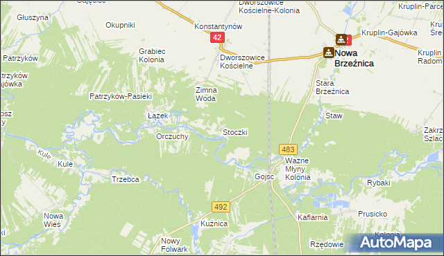 mapa Stoczki gmina Nowa Brzeźnica, Stoczki gmina Nowa Brzeźnica na mapie Targeo