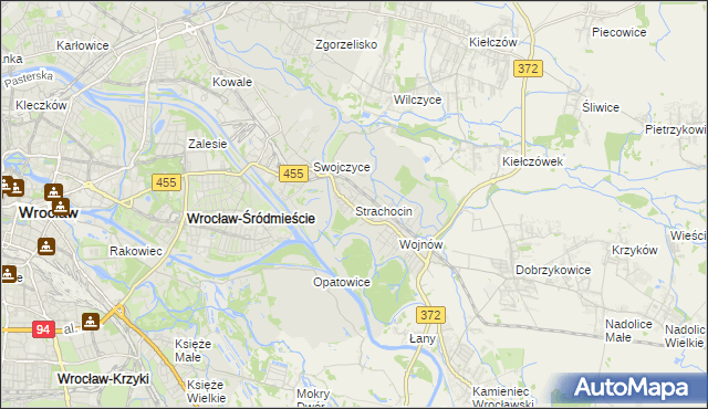 mapa Strachocin gmina Wrocław, Strachocin gmina Wrocław na mapie Targeo