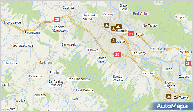 mapa Stróże Małe, Stróże Małe na mapie Targeo