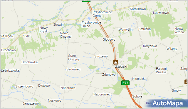 mapa Stróżewo gmina Załuski, Stróżewo gmina Załuski na mapie Targeo