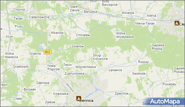 mapa Strugi Krzywickie, Strugi Krzywickie na mapie Targeo