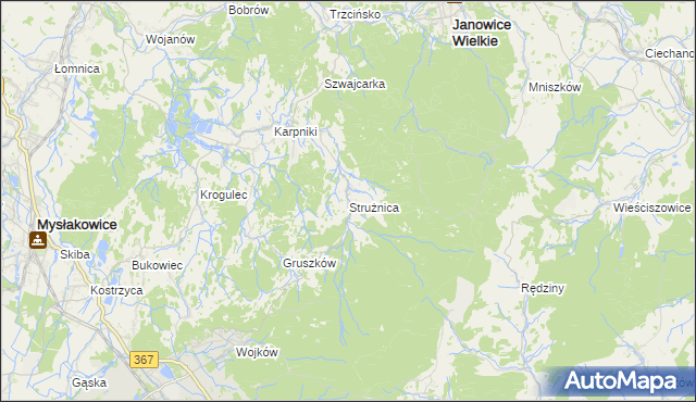 mapa Strużnica, Strużnica na mapie Targeo