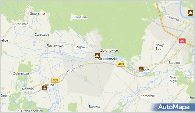 mapa Strzeleczki, Strzeleczki na mapie Targeo