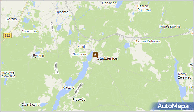 mapa Studzienice powiat bytowski, Studzienice powiat bytowski na mapie Targeo