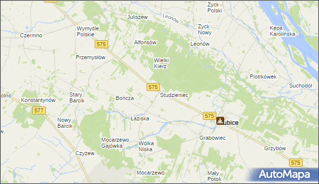 mapa Studzieniec gmina Słubice, Studzieniec gmina Słubice na mapie Targeo