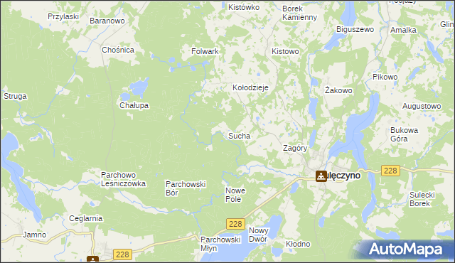 mapa Sucha gmina Sulęczyno, Sucha gmina Sulęczyno na mapie Targeo