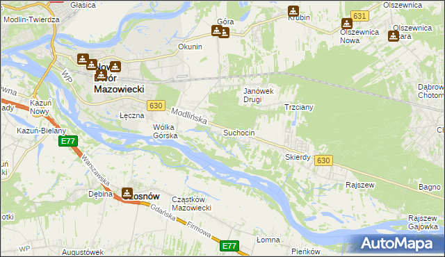 mapa Suchocin gmina Jabłonna, Suchocin gmina Jabłonna na mapie Targeo