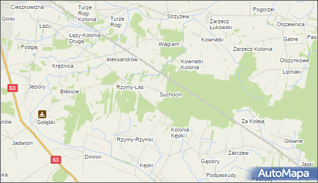 mapa Suchocin gmina Łuków, Suchocin gmina Łuków na mapie Targeo