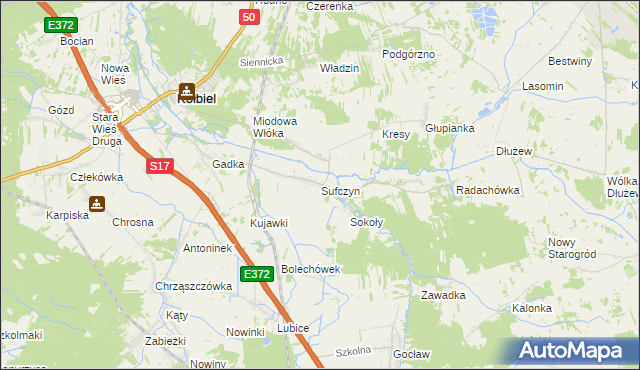 mapa Sufczyn gmina Kołbiel, Sufczyn gmina Kołbiel na mapie Targeo