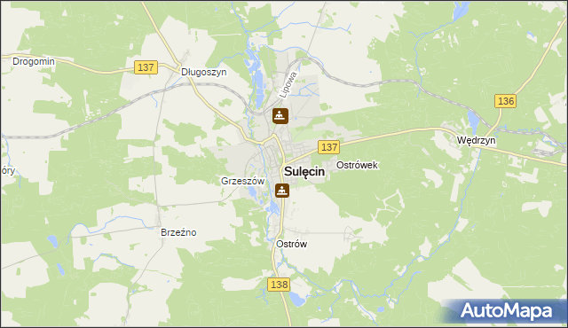 mapa Sulęcin, Sulęcin na mapie Targeo