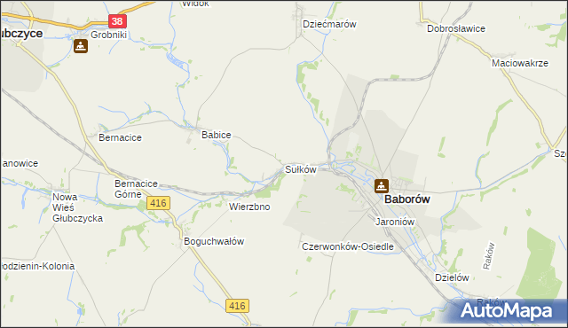 mapa Sułków gmina Baborów, Sułków gmina Baborów na mapie Targeo