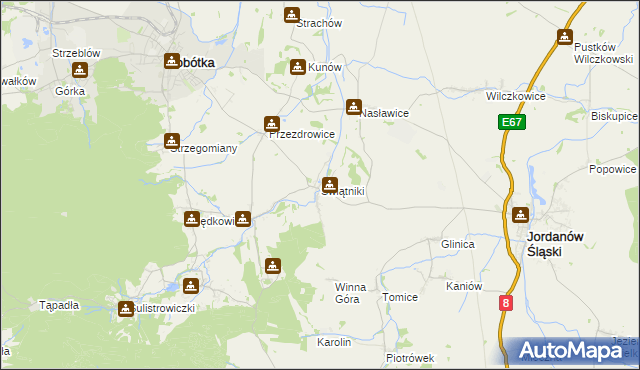 mapa Świątniki gmina Sobótka, Świątniki gmina Sobótka na mapie Targeo