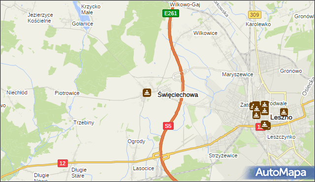 mapa Święciechowa, Święciechowa na mapie Targeo