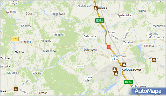 mapa Świerczów gmina Kolbuszowa, Świerczów gmina Kolbuszowa na mapie Targeo