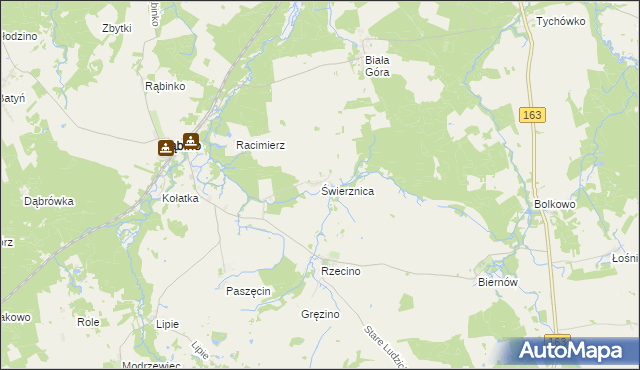 mapa Świerznica gmina Rąbino, Świerznica gmina Rąbino na mapie Targeo